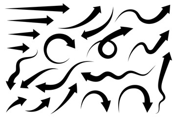 Hand drawn arrow vector icons set. sketch arrow design for business plan and education.