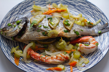 salad with seafood and vegetables