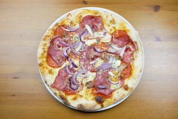 Pizza on a restaurant table