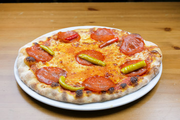 Pizza on a restaurant table