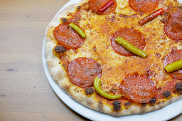 Pizza on a restaurant table