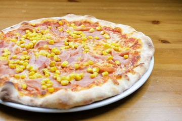 Pizza on a restaurant table