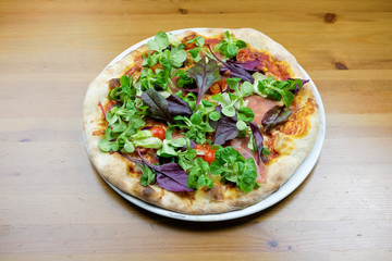 Pizza on a restaurant table