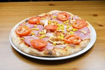 Pizza on a restaurant table