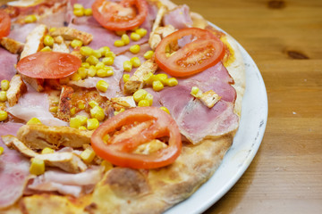 Pizza on a restaurant table