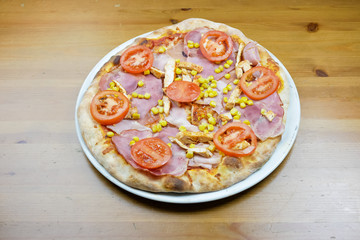 Pizza on a restaurant table