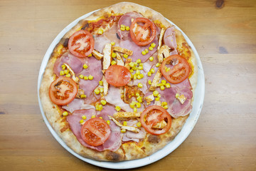 Pizza on a restaurant table