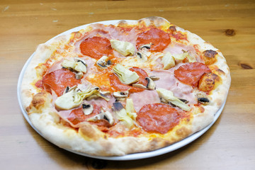 Pizza on a restaurant table
