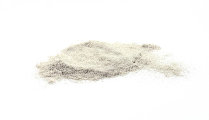 Cappuccino powder isolated in white background. Cappuccino with vanilla and cinnamon flavors.