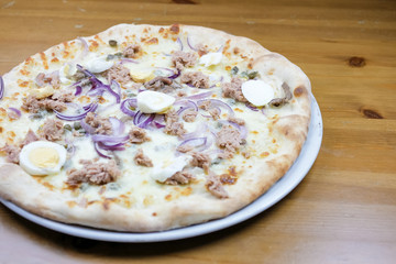 Pizza on a restaurant table
