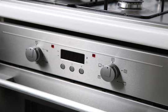 Silver Kitchen Appliances Close Up