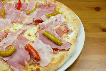 Pizza on a restaurant table