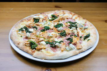 Pizza on a restaurant table