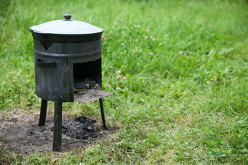 cauldron on a small portable stove