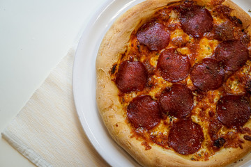 Pizza on a restaurant table