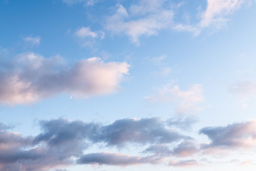 Scenic view of blue sky with clouds at sunset