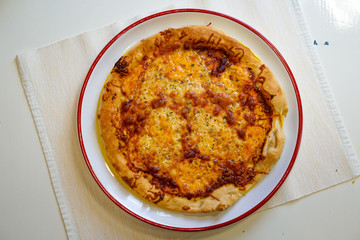 Pizza on a restaurant table