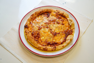 Pizza on a restaurant table