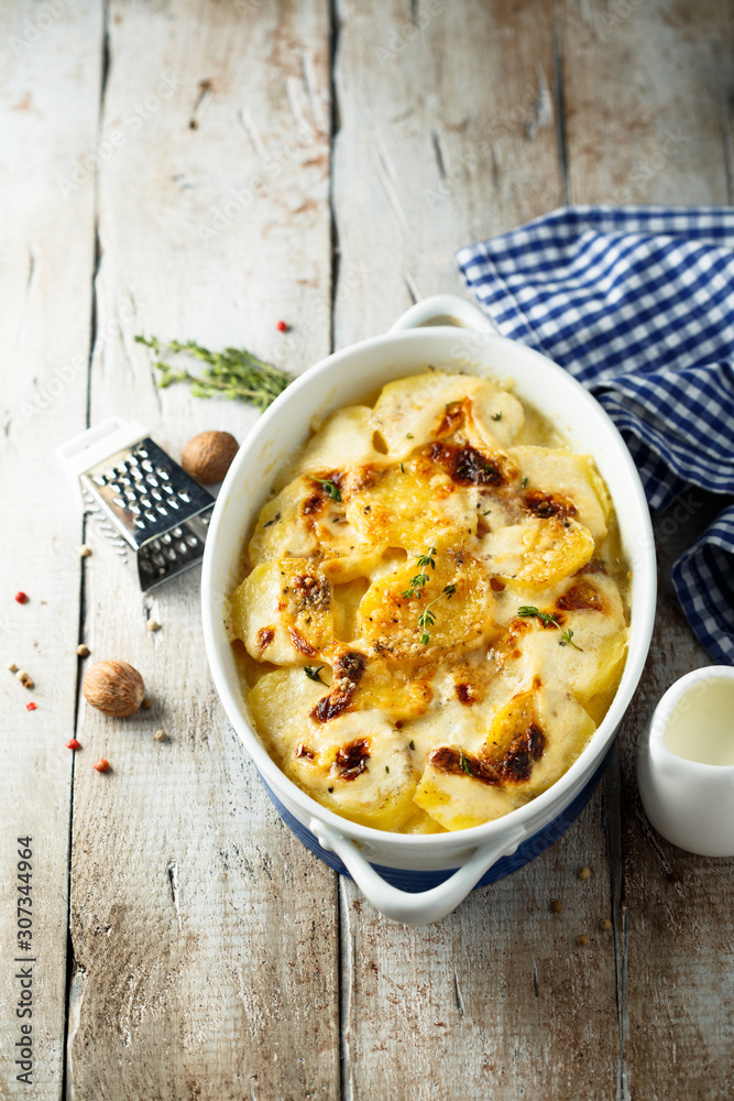 Wall mural homemade potato gratin with cream