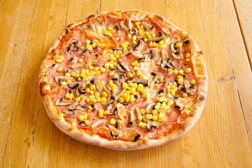 Pizza on a restaurant table