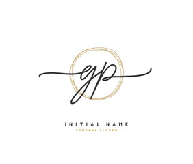 G P GP Beauty vector initial logo, handwriting logo of initial signature, wedding, fashion, jewerly, boutique, floral and botanical with creative template for any company or business.