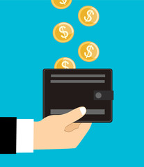 Wallet icon cash back, finance mobile app icon design template