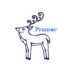 Hand drawn Christmas deer Prancer
