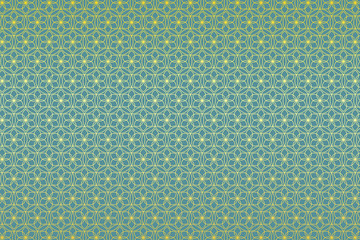 和柄 一重円 金色の花 青竹色