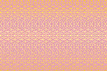 和柄 一重円 金色の花 桃色