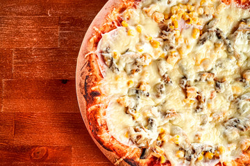 Pizza on a restaurant table