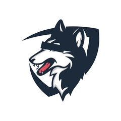 shield wolf head dog icon
