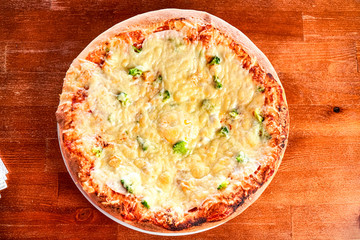 Pizza on a restaurant table