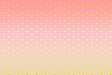 和柄 輪違い麻の葉 花 紅梅色