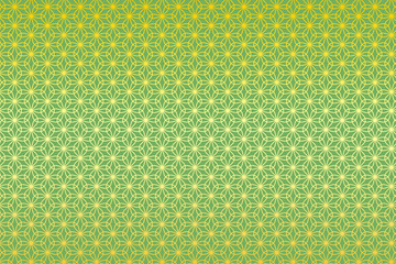 和柄 輪違い麻の葉 花 若草色