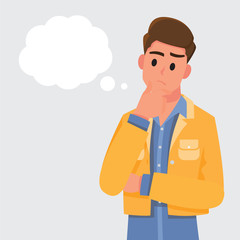 Man is thinking.concept cartoon illustration.