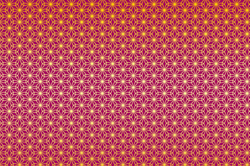 和柄 輪違い麻の葉 花 蓮華色