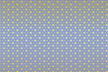 和柄 輪違い麻の葉 花 すみれ色