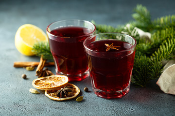 Homemade mulled wine with spices