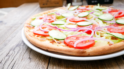 Pizza on a restaurant table