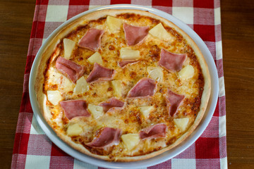 Pizza on a restaurant table