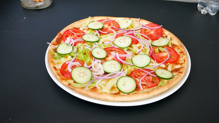 Pizza on a restaurant table