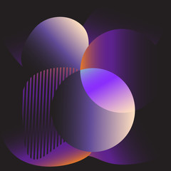 Abstract round and different shape shapes with gradients on dark background
