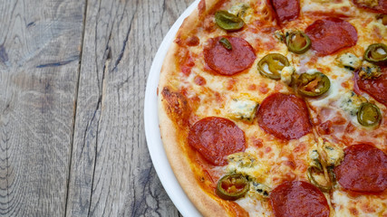 Pizza on a restaurant table