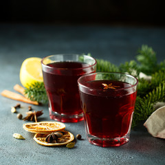 Homemade mulled wine with spices