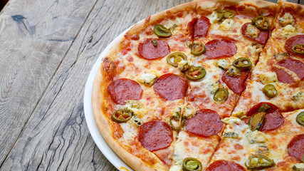 Pizza on a restaurant table