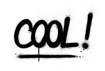 graffiti cool word sprayed in black over white