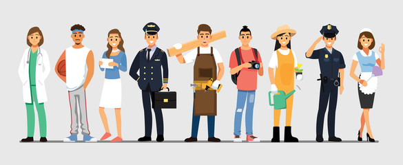People Group Different Job Set,  Flat Vector Illustration Background © bitontawan02