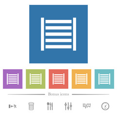 Railway flat white icons in square backgrounds