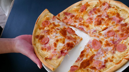 Pizza on a restaurant table