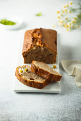 Homemade ginger walnut cake